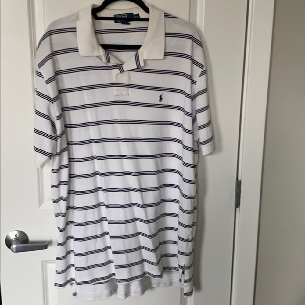 White polo with Navy Stripes, Polo Ralph Lauren
